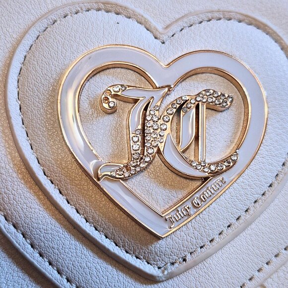 Juicy Couture White Camera Bag/Crossbody | Rhinestone Heart | Y2K & Coquette - Picture 8 of 14